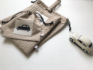 Cafe latte  /  Beige check  キルティング上靴入れ
