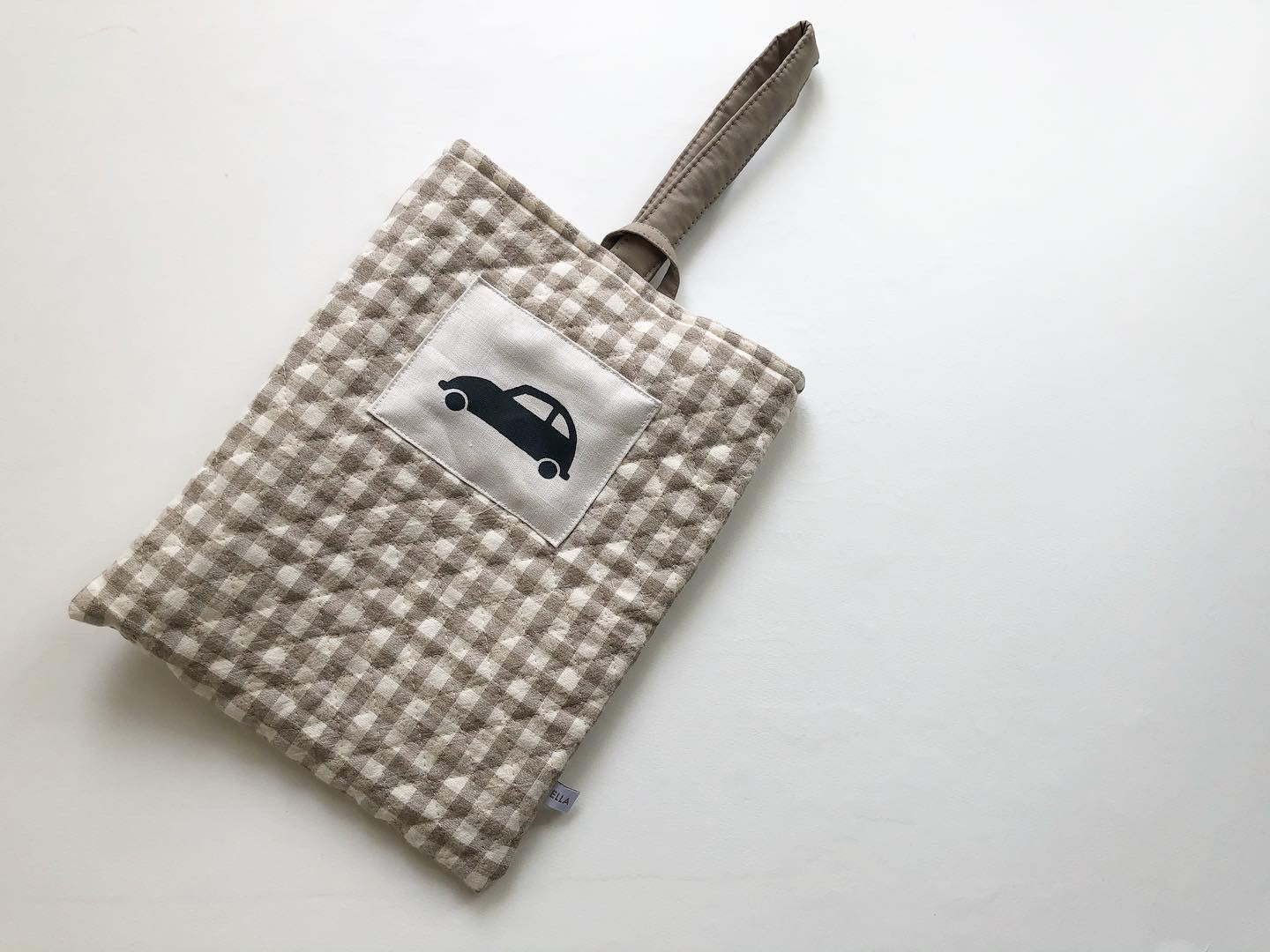 Cafe latte  /  Beige check  キルティング上靴入れ